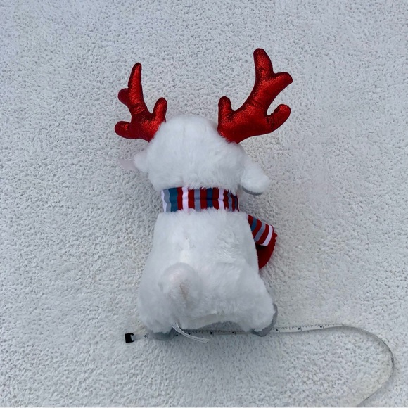Christmas Moose Plush Striped Scarf Glitter Ears Nose - Picture 3 of 6